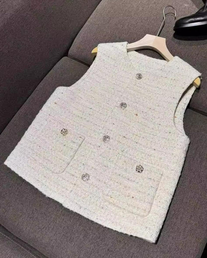 Classic White Tweed Vest 00237