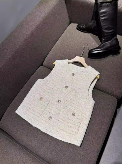 Classic White Tweed Vest 00237