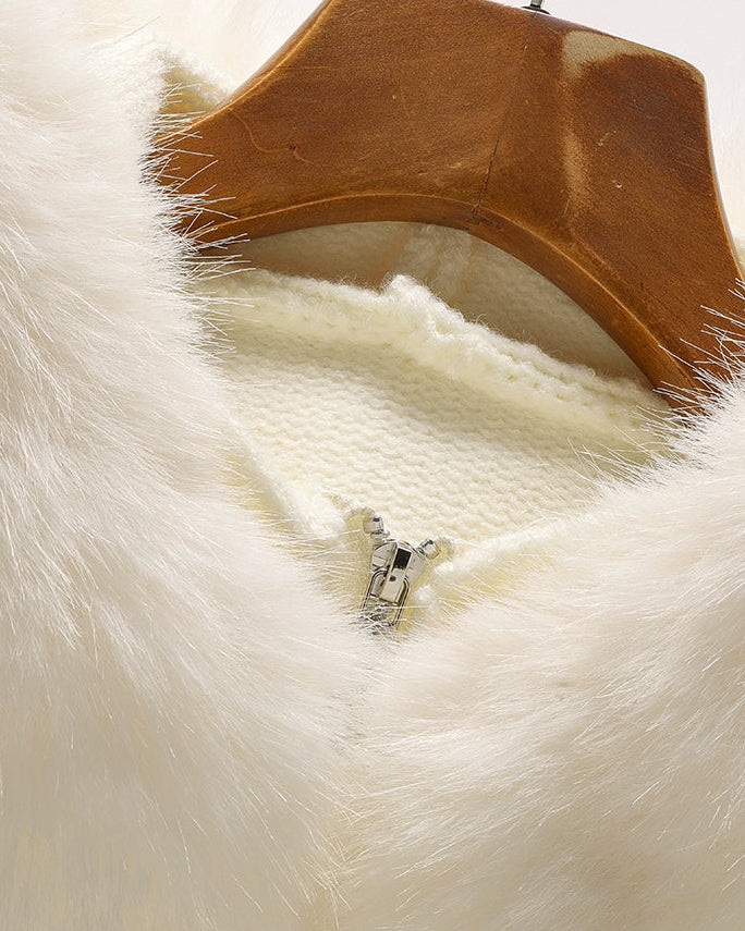Winter Faux Fur Trimmed Knit Outerwear 00562