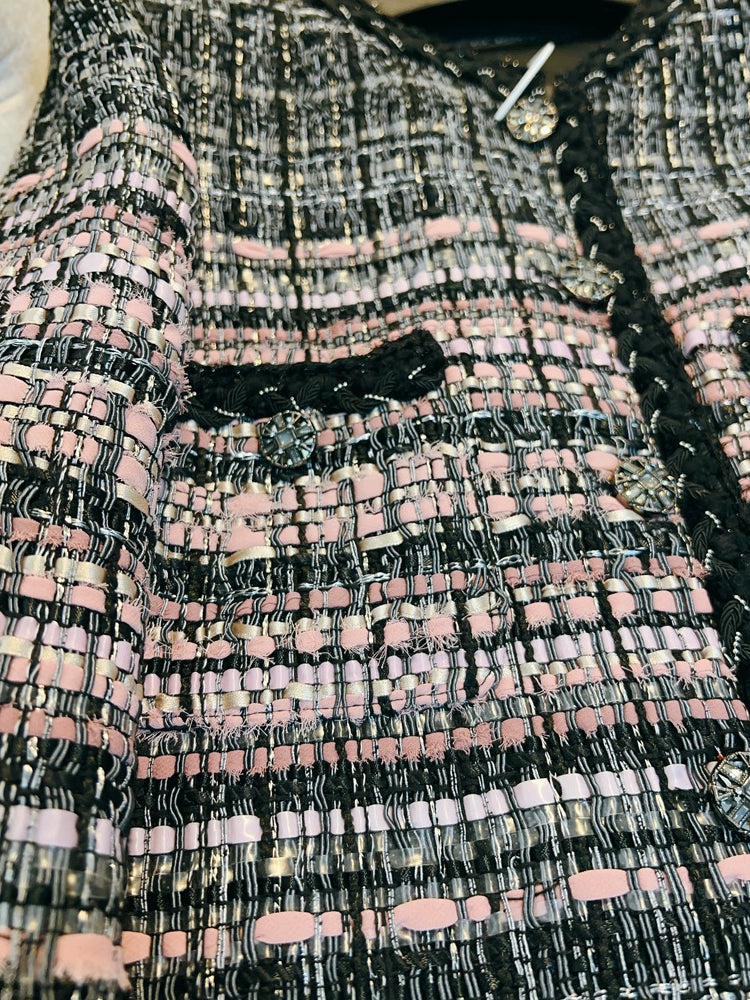Parisian Tweed Jacket - Black and Pink Check 00309