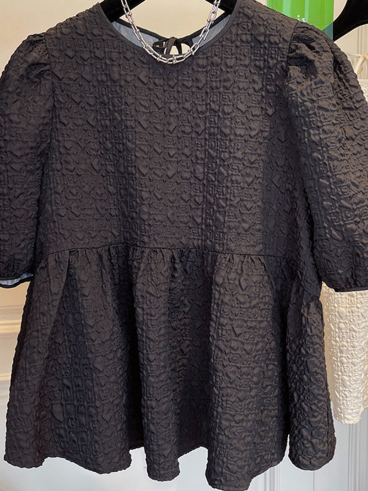Textured Peplum Blouse 00238