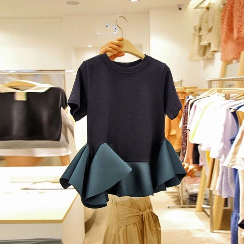 Flared Hem Peplum Tee 00215