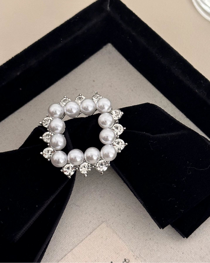 Velvet Pearl Ribbon Hair Clip 00475