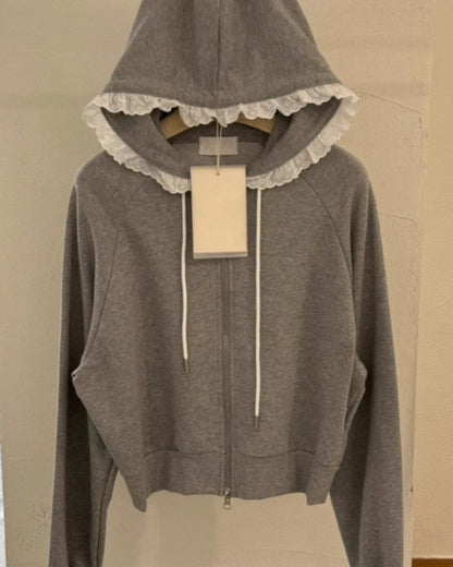 Frill Hood Zip-Up 00232