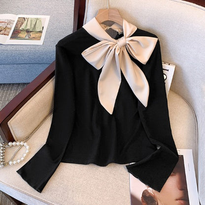 Elegant Contrast Bow Top 00180