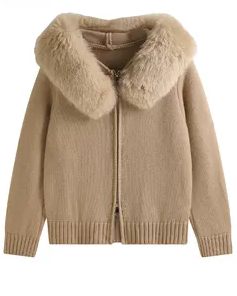 Winter Faux Fur Trimmed Knit Outerwear 00562
