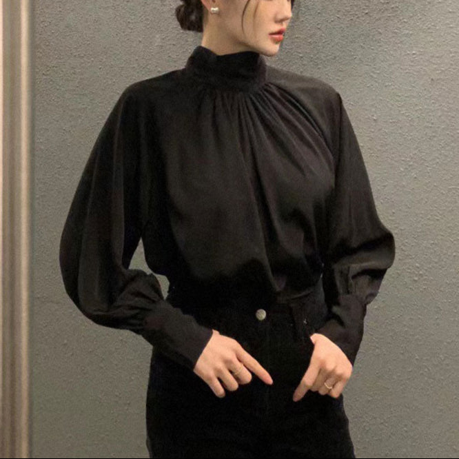 Soft Drape Mock-Neck Blouse 00178
