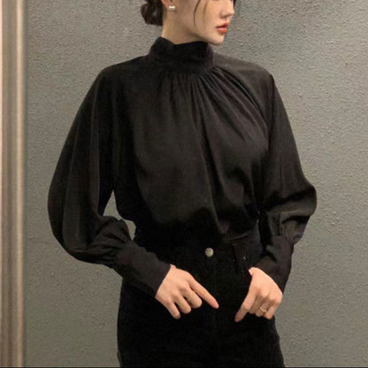 Soft Drape Mock-Neck Blouse 00178