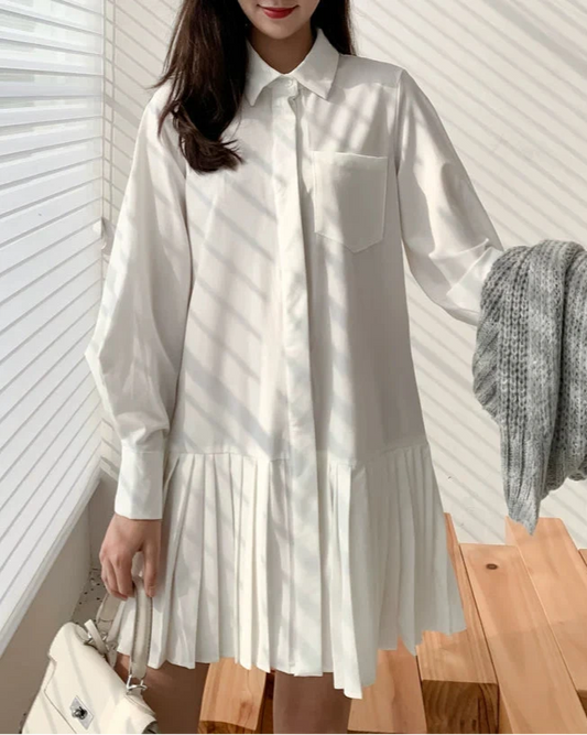 Long Sleeve White Shirt Dress 00094