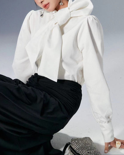 Couture-Inspired Exaggerated Bow Blouse 00160