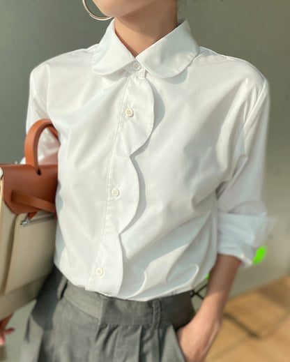 Modern Ripple Button Long Sleeve Shirt 00163