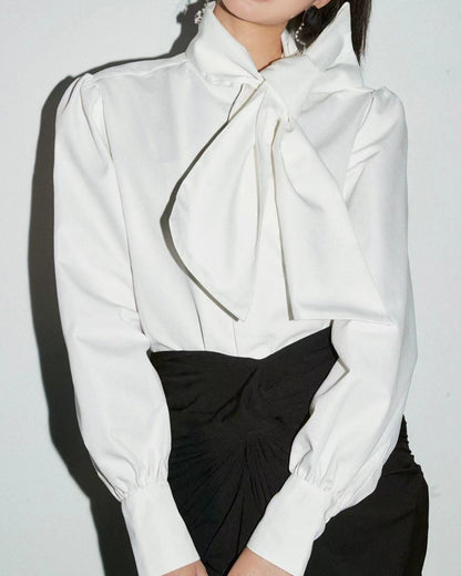 Couture-Inspired Exaggerated Bow Blouse 00160