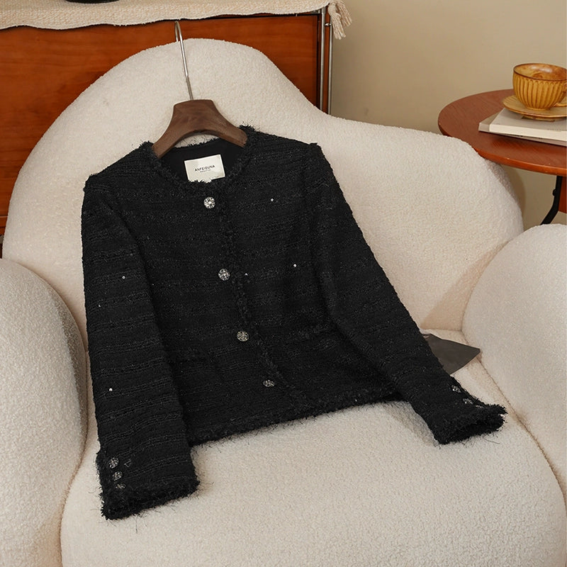 Classic Noir Tweed Jacket 00322