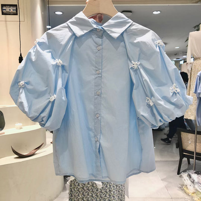 Luxe Ruffled Puff Sleeve Shirt 00157