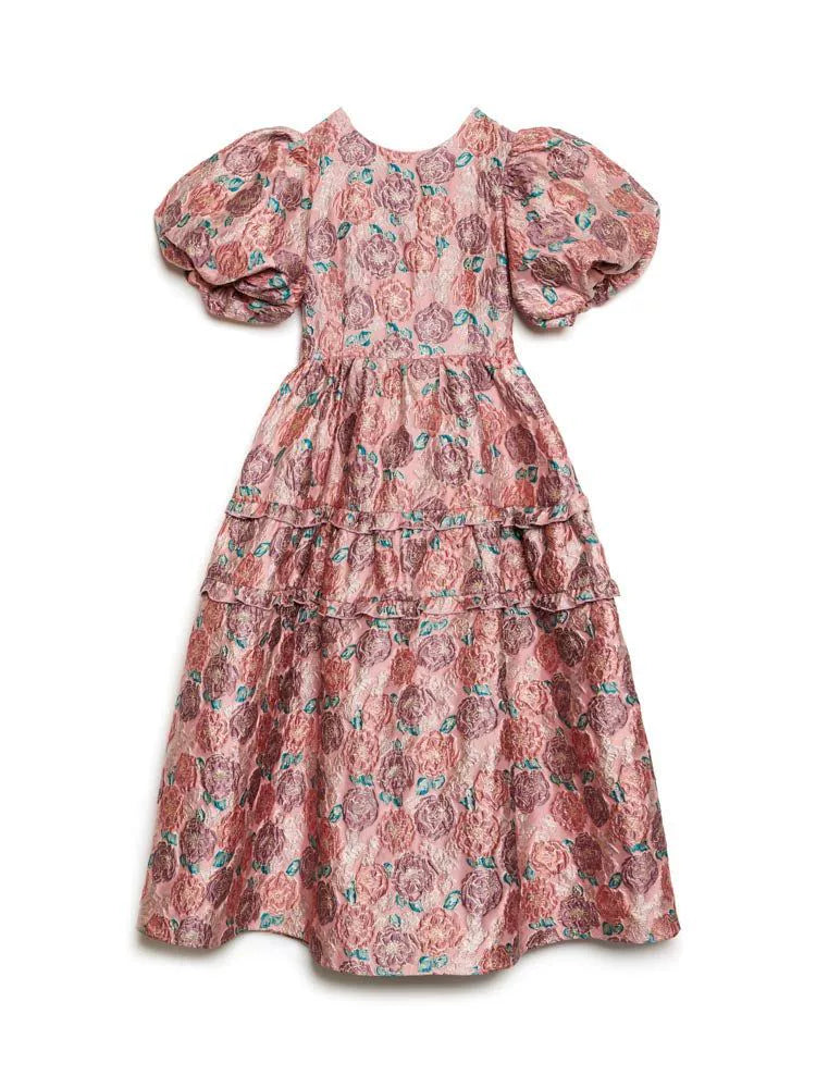 Puff Sleeve Flower Dress 00101
