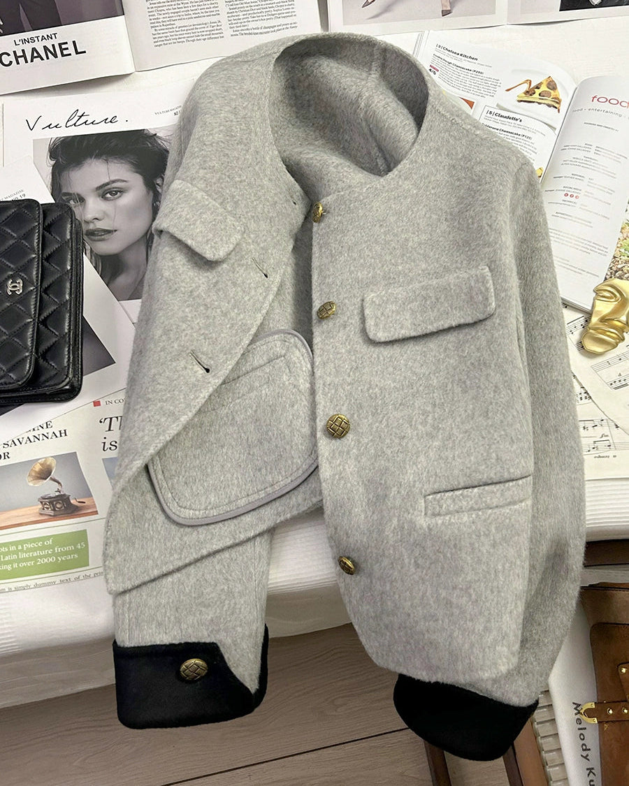 Gray Wool Accent Jacket 00361
