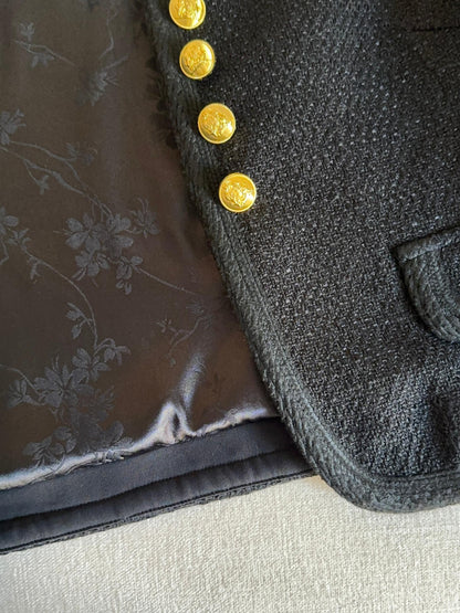 Black Tweed Jacket with Gold Button Details 00154