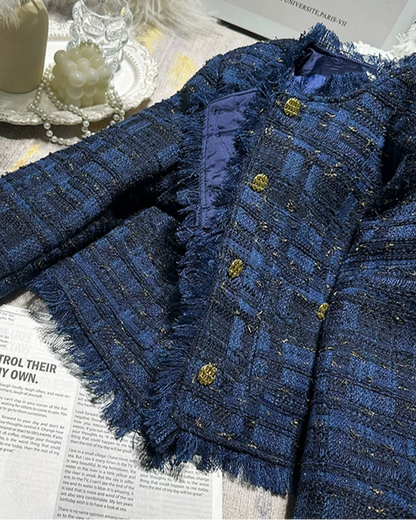 Golden Touch Navy Tweed Jacket 00314