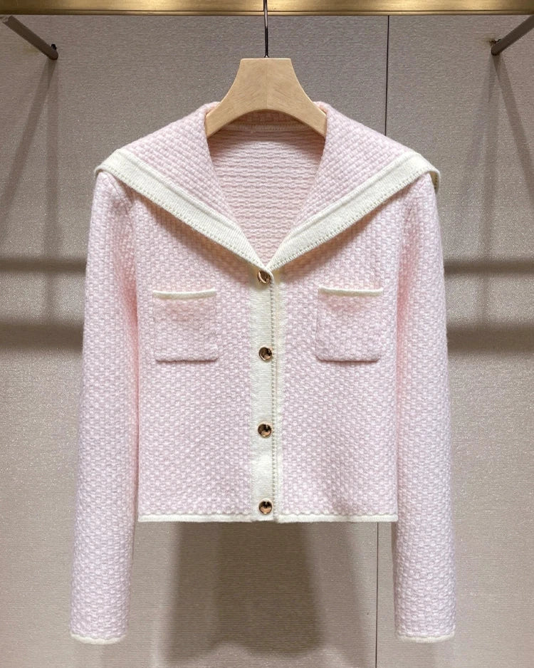 Pale Pink Marine Look Cardigan 00027