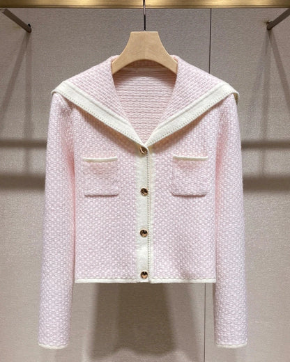 Pale Pink Marine Look Cardigan 00027
