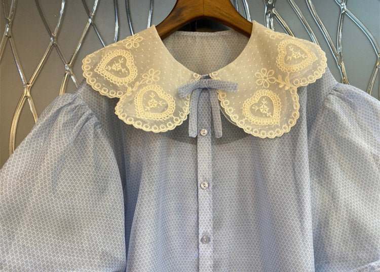 Romantic Heart Bib Collar Blouse 00228