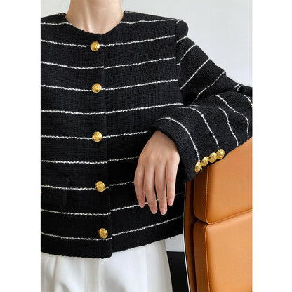 Striped Tweed Jacket with Gold Buttons 00153