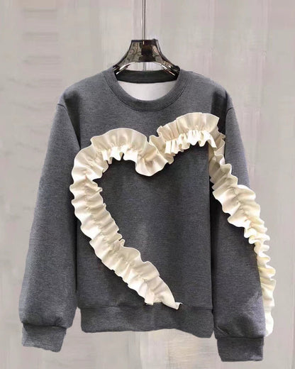 Romantic Frill Heart Sweatshirt 00492