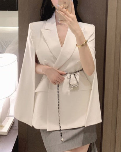 Double-Breasted Cape Blazer 00166