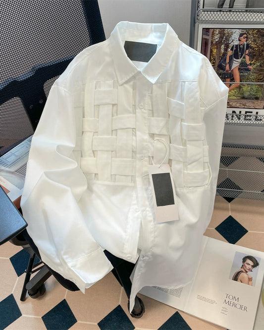 Woven Panel Organza Shirt 00384