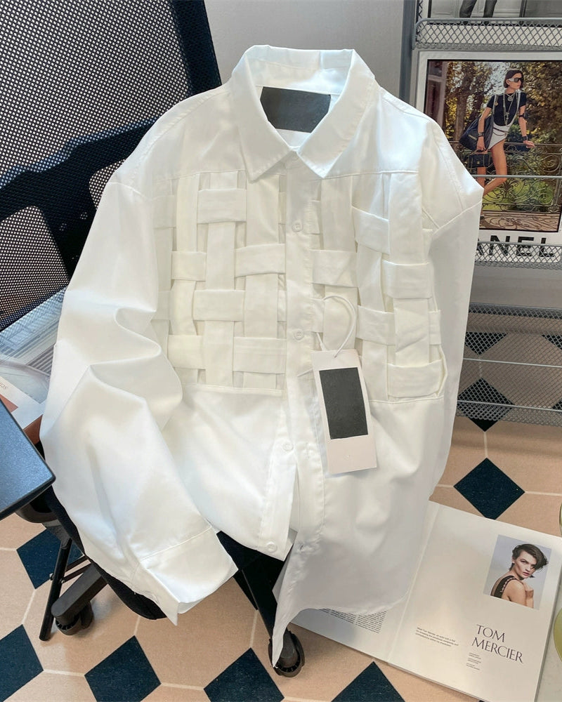 Woven Panel Organza Shirt 00384