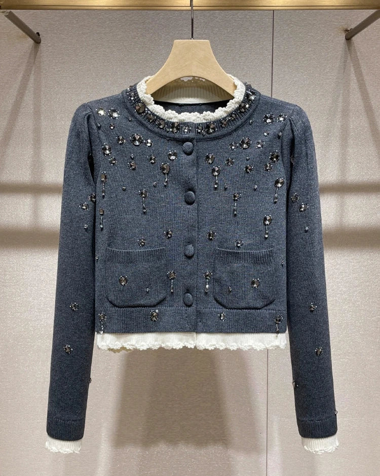 Sparkled Gray Cardigan 00036