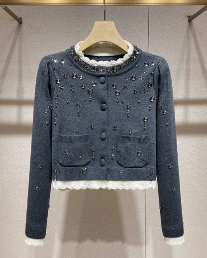 Sparkled Gray Cardigan 00036