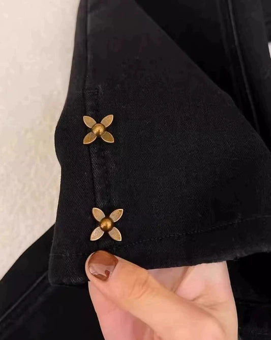 Pants with Flower Studs 00096