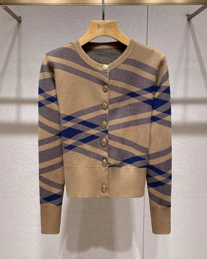 Plaid Knit Cardigan 00013