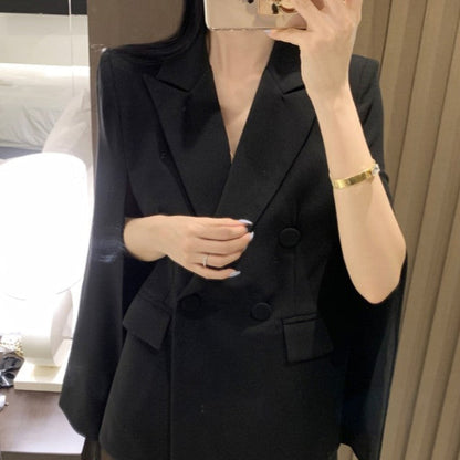 Double-Breasted Cape Blazer 00166