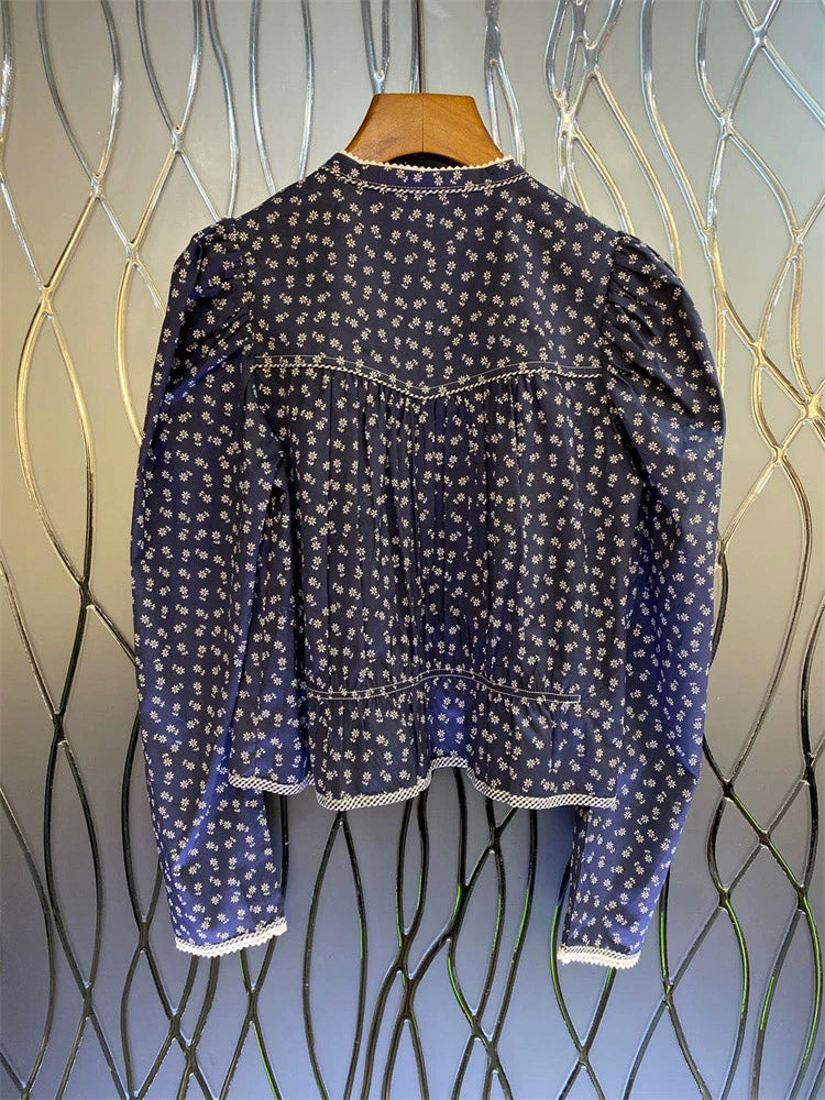 Navy Blue Floral Shirt 00064