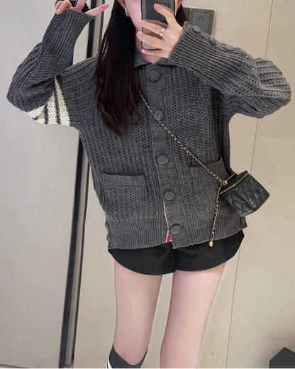 Chic Stripe Knit Cardigan 00447