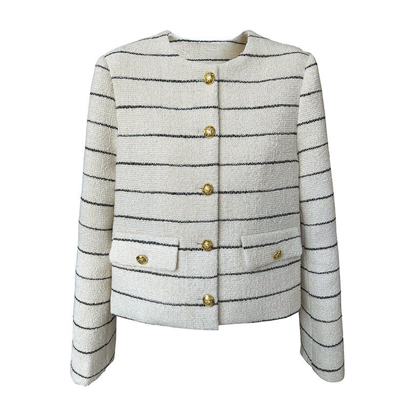 Striped Tweed Jacket with Gold Buttons 00153