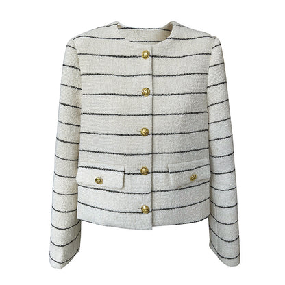 Striped Tweed Jacket with Gold Buttons 00153