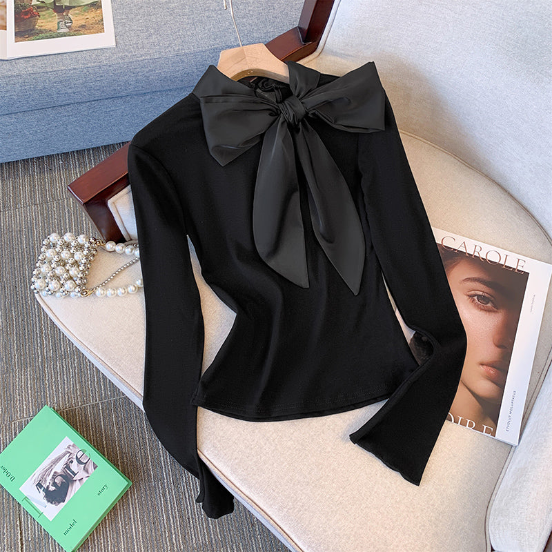 Elegant Contrast Bow Top 00180
