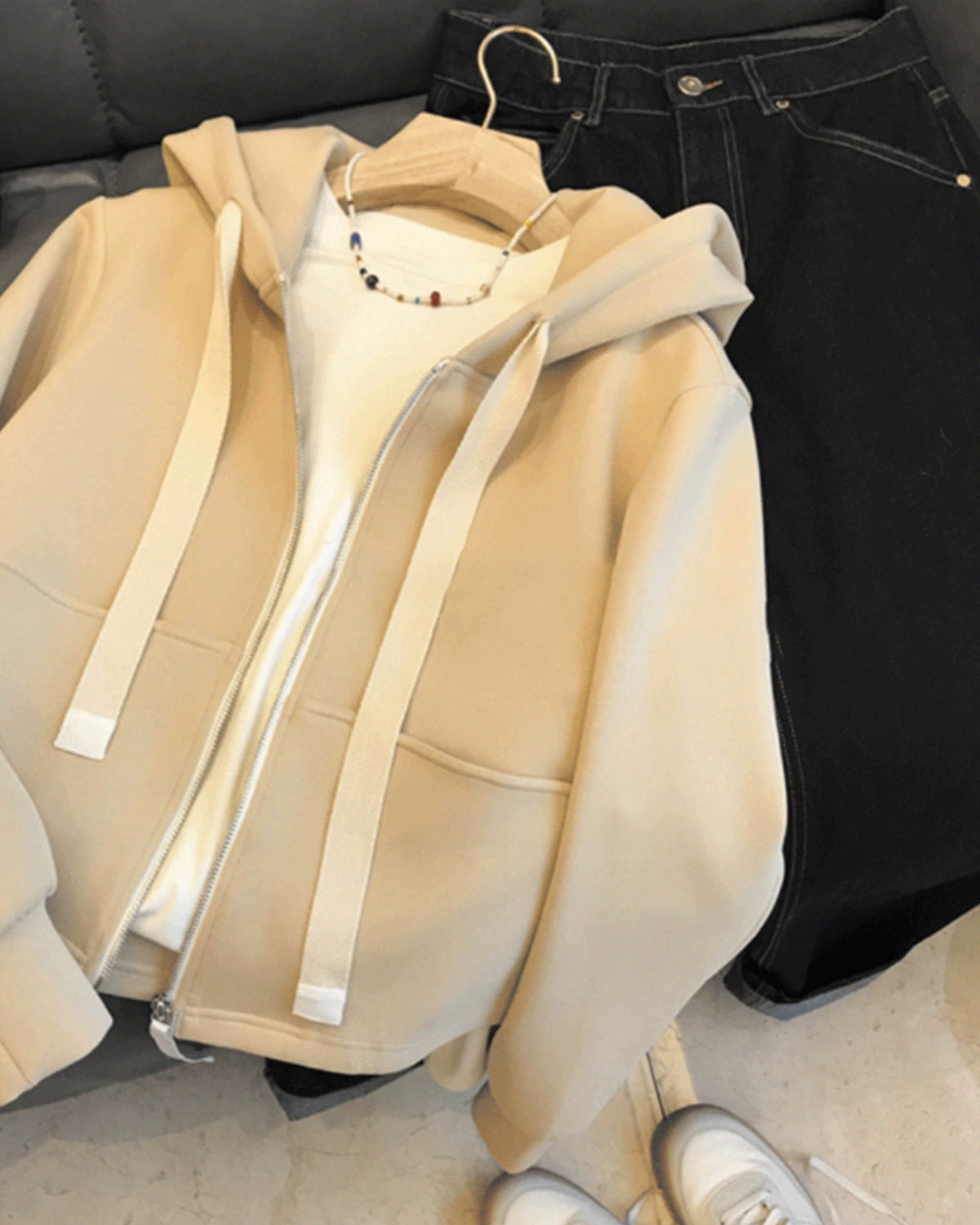 Soft Ribbon Hoodie Jacket 00392