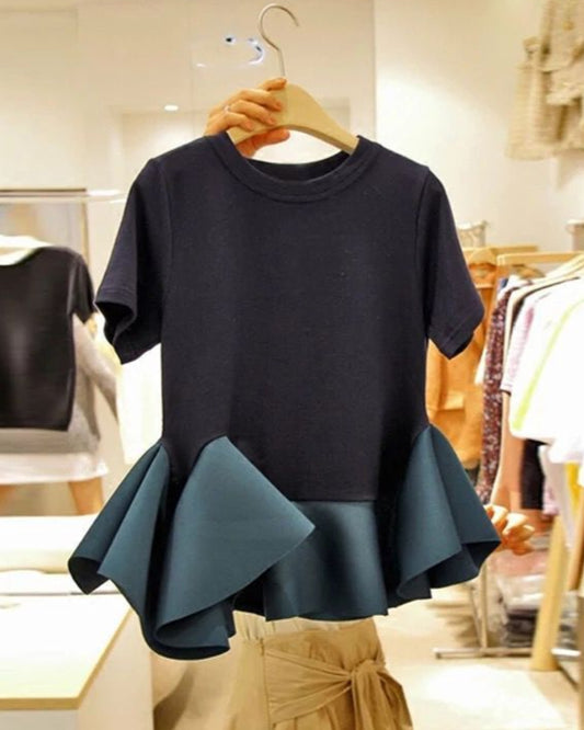 Flared Hem Peplum Tee 00215