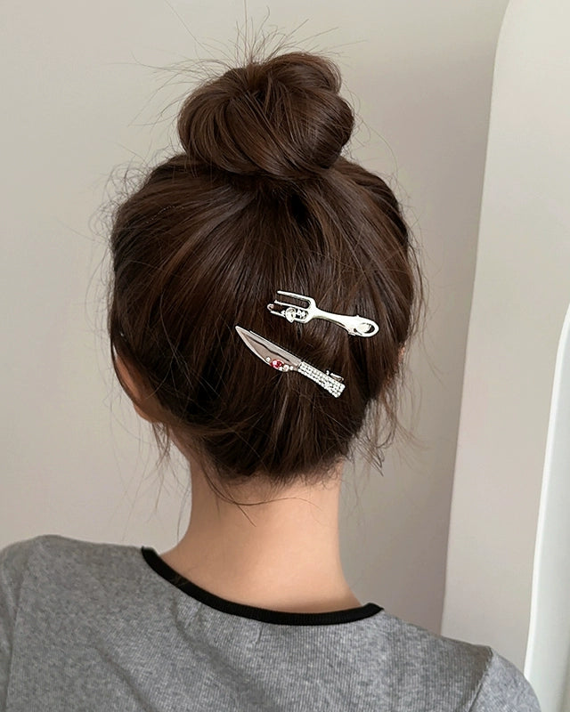 Silver Cutlery Hair Clip Set 00481