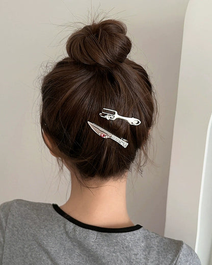 Silver Cutlery Hair Clip Set 00481