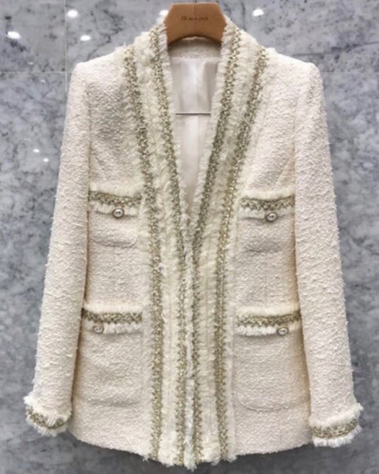 Trimmed Edge Tweed Blazer 00186