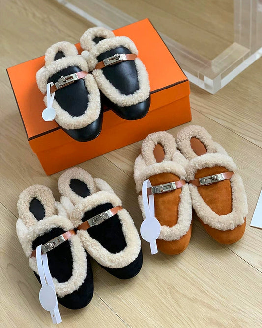 Teddy Leather Shearling Mules 00431