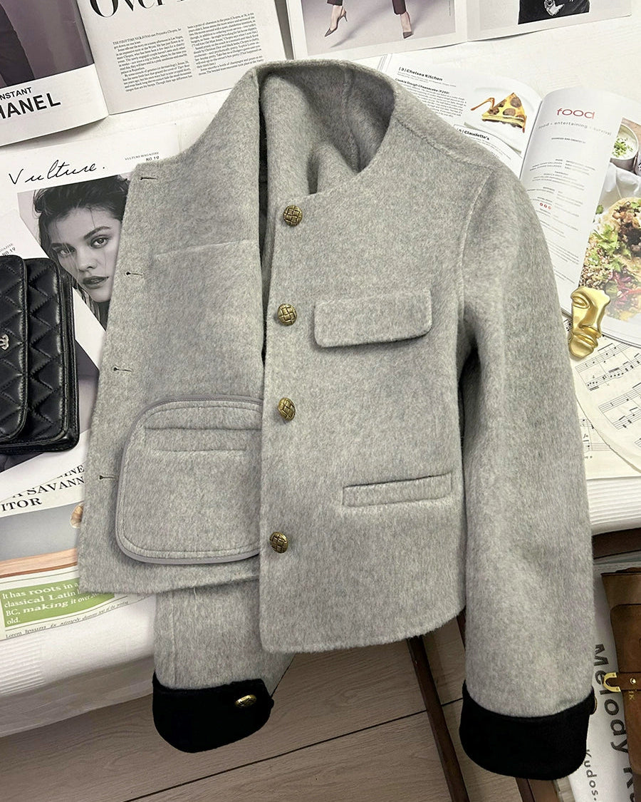 Gray Wool Accent Jacket 00361