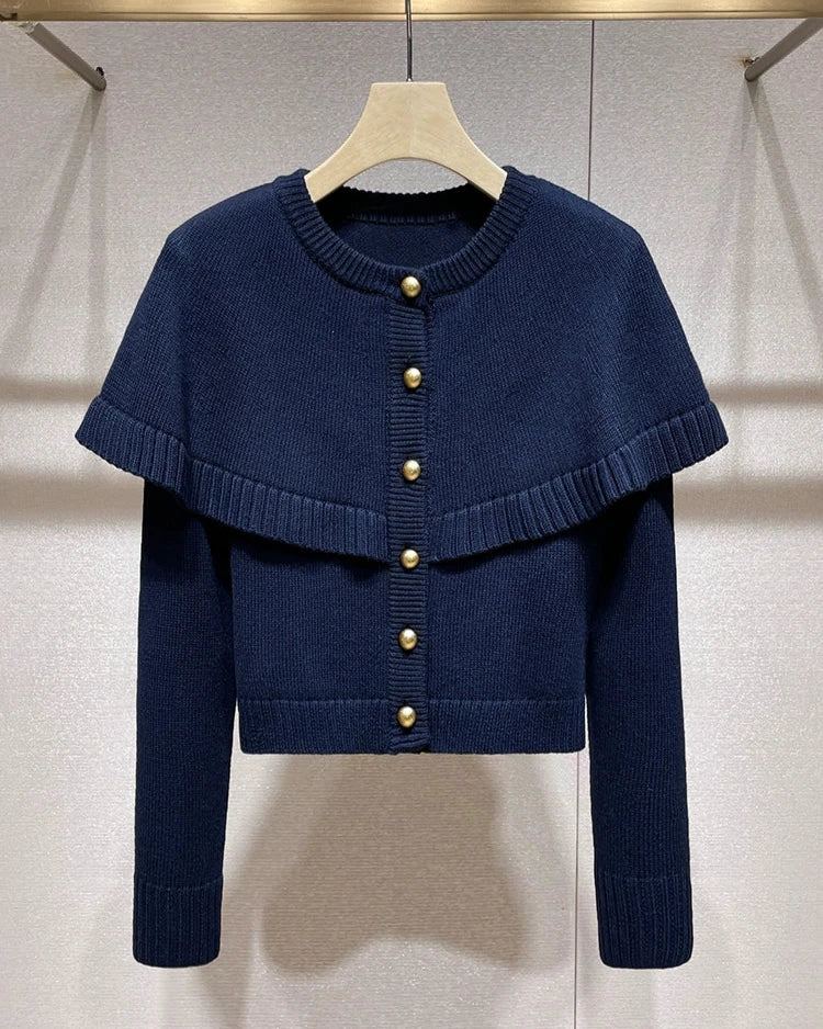 Navy Blue Cape Sholder Cardigan 00019