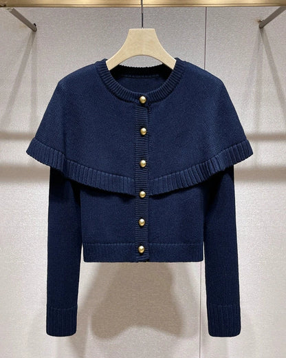 Navy Blue Cape Sholder Cardigan 00019