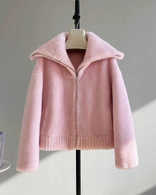 Fuzzy Wool-Blend Short Jacket 00523